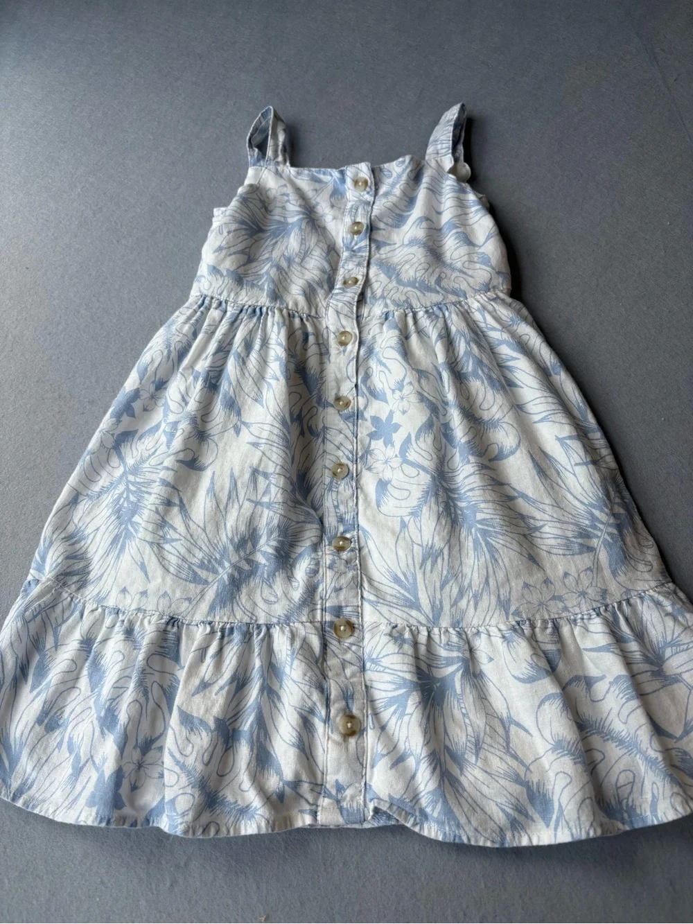 Gymboree Tropical Blue & White Floral Button-Front Sundress Sz 6 Vacation Resort